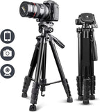 UBeesize 67” Camera Tripod with Travel Bag, Cell Phone Tripod with Bluetooth Remote and Phone Holder, Compatible with All Cameras, Cell Phones, Projector, Webcam, Spotting Scopes