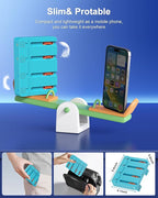 Charger for Nintendo Switch 2 and Switch 1 Controller, Horizontal Charging Dock Station for Joy con and for Joycon 2 Accessories with Foldable Storage Stand (Blue)