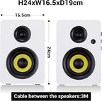 SW206 4” HiFi Bookshelf Speakers with Studio Mode, 80W Active, Bluetooth 5.4/Optical/Coaxial/TRS/Aux/24bit DAC USB, for Turntable TV PC Desktop, MDF Cabinet, Remote Control, White