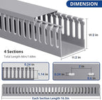 ZhiYo 66in(4X L16.5in) Professional Server Rack Cable Management Raceway, H2in x W2in Cable Raceway Kit, Electrically Safe PVC Open Slot Wire Raceway for Under Desk/Computer/Network Cords, Grey