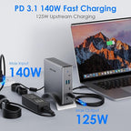 Laptop Docking Station,WAVLINK PD3.1 Docking Station 3 Monitors with 8K@30Hz/4K@144Hz,2*HDMI + DP,140W PD Charge,USB-C 10Gb,USB-A 5Gb,Gigabit Ethernet,Audio/Mic for HP, Dell,Windows System Computer