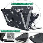 for MacBook Air 13.6 inch Case 2025 2024 2023 2022 Release M4 A3240 M3 A3113 M2 A2681, Black Printed Plastic Hard Shell Case Cover for Mac Air 13.6 M4 Chip Touch ID, Astronauts Space Dog