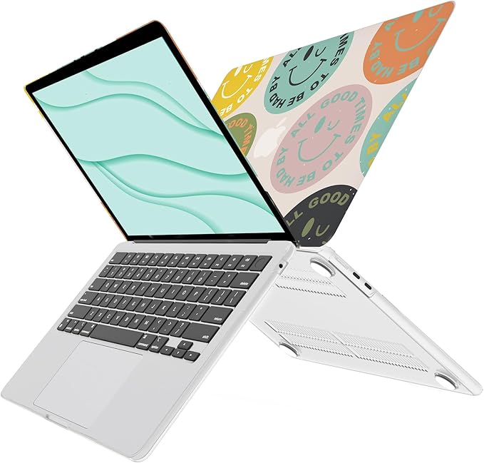 G JGOO Compatible with MacBook Air 13 inch Case 2025 2024 2023 2022 M4 A3240 M3 A3113 M2 A2681, Plastic Hard Shell for MacBook Air 13.6 inch Case + Keyboard Cover + Screen Protector, Colorful Face