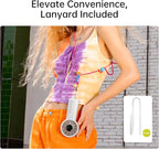JISULIFE Handheld Portable Fan with Powerful Motor,LED Display,5000mAh Battery,5 Wind Speeds,Lanyard; Summer Essentials USB Rechargeable Hand held Fan for Travel,Beach,Makeup,Concerts-Gery