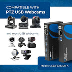 OREI USB 3.2 Over Ethernet HDbaseT Cat6 Extender LAN Upto 330 Feet - Extends 4 Ports USB-A Signal Over LAN Ethernet - Power Over Cable for Long Distance Extension Supports All Operating System