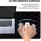 Hexagon Honeycomb Large Mouse Pad,Gaming Keyboard Desk Pad,Extended Mouse Mat Non-Slip Rubber Base with Stitched Edges for Office Game Home XXL 35.4"x15.7"