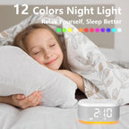 Brown Noise Machine Small Digital Alarm Clock Sound Machine for Bedrooms White Noise Machine Night Light Plug in Desk Clock with 30 Wake up Sounds Clock for Kids Heavy Sleepers Snooze 32 Levels Volume
