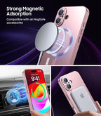 Magnetic for iPhone 16 Plus Case [Compatible with MagSafe][Built-in Camera Lens Protector] Slim Soft Silicone Bumper Shockproof Metallic Luster Phone Case (Rose Gold)