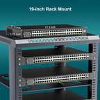 48-Port Gigabit PoE Switch Unmanaged with 2X 1000Mbps Uplink SFP Port, VIMIN 50-Port PoE Ethernet Switch Support IEEE802.3af/at, 400W Power, 100Gbps Switch Capacity，Plug and Play, Rack-Mount