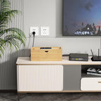 Bamboo Cable Management Box, Medium Cord Organizer Box Cable Box to Hide Wires & Power Strips for Desktop Storage Cord Holder for Office Home,No Assembley Required