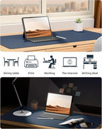 YSAGi Leather Desk Protector, Office Mat, Large Mouse Mat, Non-Slip PU Leather Blotter, Laptop Pad, Waterproof Writing Pad for Office and Home (Dark Blue, 31.5" x 15.8")