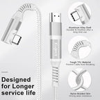 Kuject Link Cable 16FT Compatible for Quest 3S/3, Quest 2/Pro, Pico 4, Nylon Braided Accessories for Rift S/Steam VR Games, USB 3.0 Type C to C High Speed Data Transfer Cord for Gaming PC, Silver