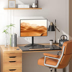 WALI Single Monitor Stand for 13-32 Inch Computer Screens, Freestanding Single Monitors Arm Desk Mount, Universal VESA Monitor Mount 75x75/100x100mm, Adjustable Height and Angle, (MF001), Black