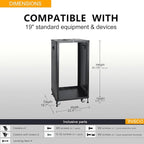 RIVECO POMU 22U Stereo & Server Rack with Caster Wheels, Rolling Network Cabinet, Open Frame Rack for 19-inch Audio Video Music Recording & IT Equipment, Obtuse Angel, Lifting Handle