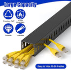 ZhiYo H1.4 x W1.6in Server Rack Cable Management Raceway, 94.5in(6X L15.7in) Cable Raceway Kit, Electrically Safe PVC Open Slot Wire Cord Hider for Under Desk/Computer/Network Cords, Black