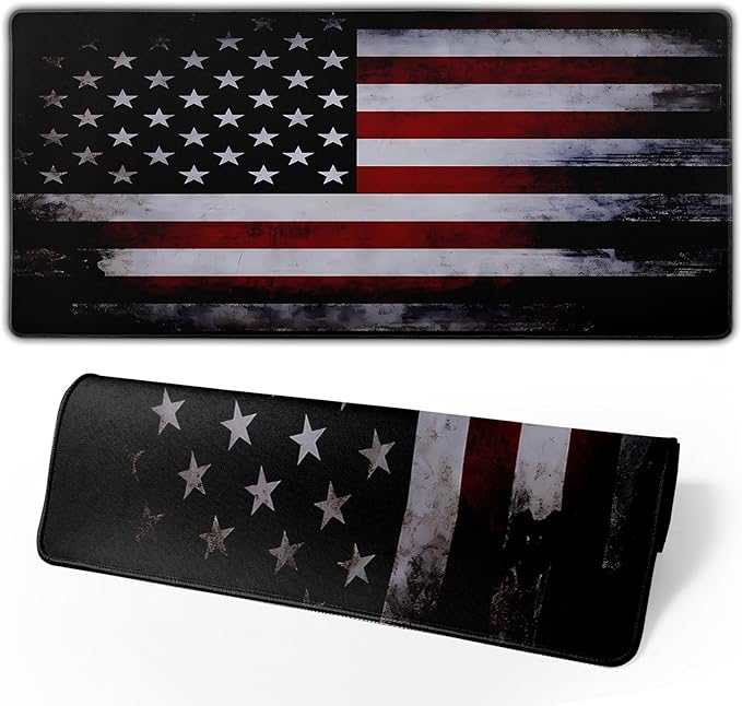 Gaming Mouse Pad American Flag Mouse Mat Non-Slip Rubber Carpet Pad for Computer Keyboard & Gaming Accessories 31.5×11.8 Inches