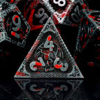 Haxtec Bloodstained Metal DND Dice Set Antique Iron Blood D&D Dice Set Dragon Scale with Leather Dice Bag Bloodsplattered Metal Polyhedral Dice Compatible with Dungeons and Dragons TTRPG Gifts
