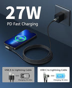 USB C to Lightning Cable 10FT [Apple MFi Certified] 3Pack Long iPhone Charger Cable 90 Degree i Phone Fast Charging Nylon Braided USB Lightning Cable for iPhone 14/13/12/11/Pro/Max/Plus/8/7/6/5S/iPad