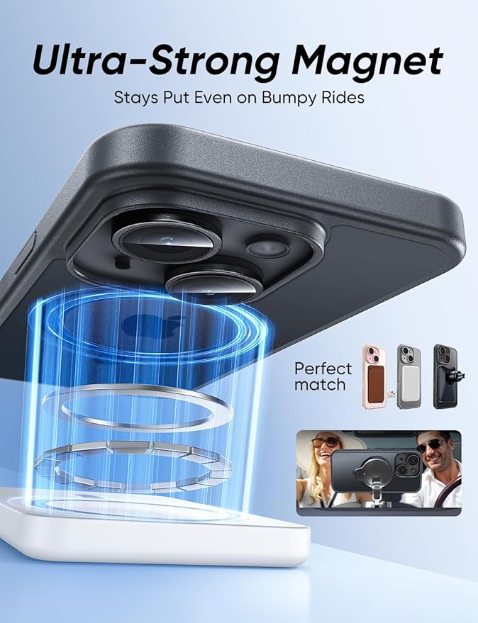 MAGIC JOHN 360° Rotatable Magnetic Invisible Stand for iPhone 14/iPhone 13 Case [Anti-Slip Grip] [Compatible with MagSafe] 16FT Shockof for iPhone 14/13 Case with Kickstand, Black
