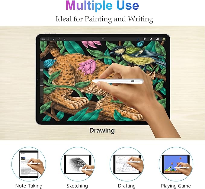 Stylus Pen for iPad 2018-2024 with Palm Rejection, Active Pencil for iPad 10th/9th/8th/7th/6th Generation, for iPad Pro 11/12.9 inch, for iPad Air 5th/4th/3th Gen, for iPad Mini 6th/5th Gen (White)