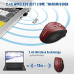 E-YOOSO Wireless Mouse for Laptop, Portable Optical Computer Mouse, 6 Buttons, Cordless 2.4GHz with USB Receiver, 5-Level 4800 DPI, 18 Months Battery Life, for PC, Chromebook, Windows, Mac(Red)