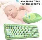 KNOWSQT Wireless Keyboard and Mouse Combo, Pale Green Full-Sized 2.4G Silent Keycap Colorful Keyboards, USB Dongle Plug Play, for Laptop, Windows, PC, Computer, Desktop