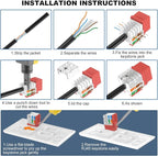 VCE UL Listed Cat6 RJ45 Keystone Jack Insert 25-Pack, 90 Degree Punch Down Keystone Jack Adapter Slim Profile Red