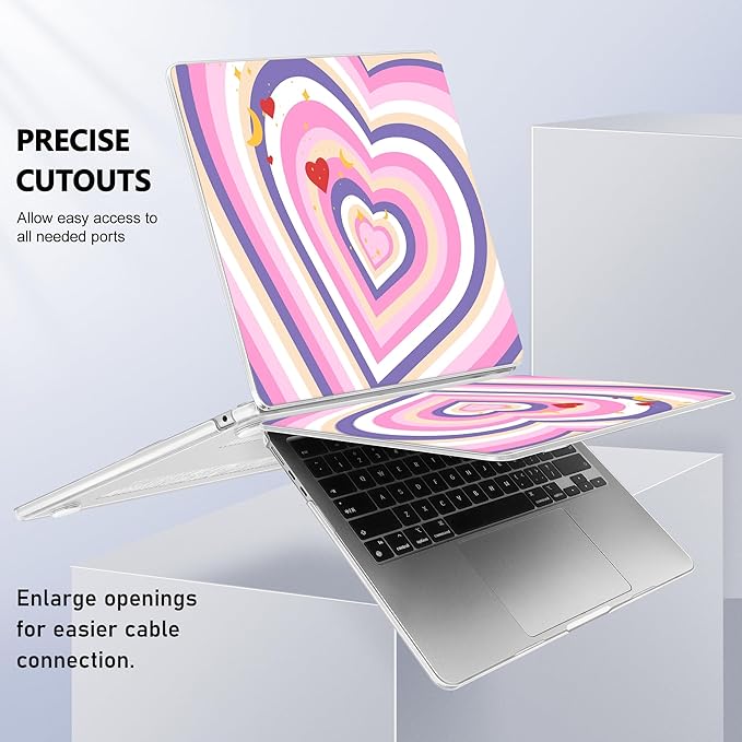 Case for MacBook Air 15 Inch 2025 2024 2023 Release M4 A3241 M3 A3114 M2 A2941, Hard Shell with Screen Protector & Keyboard Cover, Compatible with Touch ID, Wildflower Heart