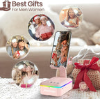 JTEMAN Gifts for Men Women,Cell Phone Stand with Bluetooth Speaker and LED Light,Cool Tech Gadgets,Unique Birthday Gifts for Men Husband Mom Dad-Pink