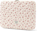 Puffy Laptop Sleeve 13-15.6 Inch Cute Quilted Laptop Protective Case Padded Floral Computer Sleeve for MacBook (A-Pink, 13 Inch)
