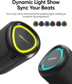 Portable Bluetooth Speaker with Lights, Stocking Stuffers, Powerful Crystal Clear Sound, IPX5 Waterproof, All Day Playtime, BT 5.3, TWS Paring, Small Wireless Speaker for Outdoor, White Elephant Gifts