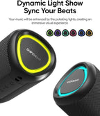 Portable Bluetooth Speaker with Lights, Stocking Stuffers, Powerful Crystal Clear Sound, IPX5 Waterproof, All Day Playtime, BT 5.3, TWS Paring, Small Wireless Speaker for Outdoor, White Elephant Gifts