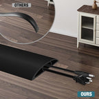 Floor Cord Cover, Cable Protector, 0.63W x 0.31H inches, Wire Cover for Extension Cords, Floor Cable Covers Prevent Cable Trips (Black, 50-10 Feet)