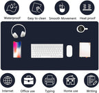 PU Leather Desk Pad Protector Gaming Mouse Pad Non Slip Desk Mat for Keyboard and Mouse Waterproof Desk Writing Pad for Office and Home Desk Accessories(Dark Blue, 47.2 * 17.7)