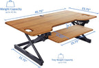 Rocelco 46" Large Height Adjustable Standing Desk Converter - Quick Sit Stand Up Triple Monitor Riser - Gas Spring Computer Workstation - Retractable Keyboard Tray - Teak Wood Grain (R DADRT-46)