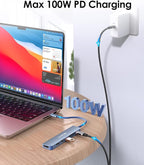 LENTION USB C Hub with 100W Charging, 4K HDMI, Dual Card Reader, USB 3.0 & 2.0 Compatible 2023-2016 MacBook Pro, New Mac Air/Surface, Chromebook, More, Stable Driver Adapter (CB-CE18,Blue)