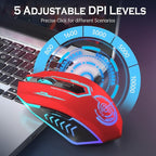 UHURU Gaming Mouse, Wireless Gaming Mouse with 6 Buttons 7 Changeable LED Color up to 10000 DPI, Rechargeable USB Gamer Mouse for PC Laptop (Red)