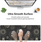 Phase of The Moon Desk Mat,Large Moon Phase Changes Gaming Keyboard Mouse Pad,Non-Slip Rubber Base Desk Pad Thick Stitched Edges Waterproof Mousepad Mouse Mat 31.5"x11.8"