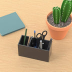NIUBEE Acrylic Pen Holder 3 Compartments, Black Pencil Organizer Cup for Countertop Desk Accessory Storage