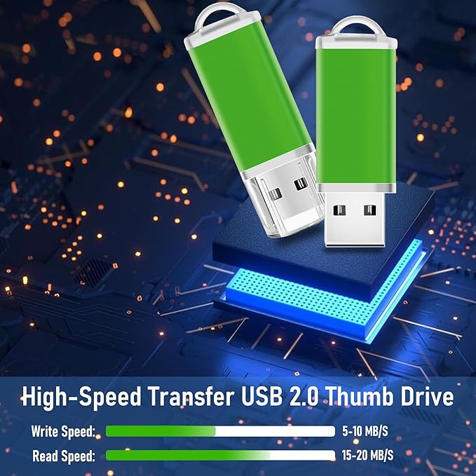 Memorias USB 8GB Flash Drive 50 Pack, USB 2.0 Thumb Drives Bulk Memory Sticks 8GB FAT32 USB Flash Drives Bulk Jump Drives Multipack Pack of 50 with Lanyard(Green 50 Packs 8 GB)