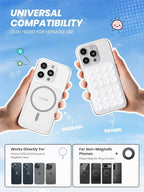 Klearlook Magnetic Suction Phone Mount for MagSafe Case, Removable Sticky Phone Grip Holder for Hands-Free Makeup/Selfie/Live Streaming/Vlog for TikTok & Instagram Influencer/Creator, Classic White