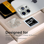 beuxece for 6 Pack iPhone 16 Pro/iPhone 16 Pro Max Camera Lens Protector [Drop Protection] [Case Friendly] [Easy Installation] 9H Tempered Glass Camera Screen Protector Cover, Glitter Silver