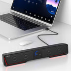 Jeecoo A40 Bluetooth Computer Speakers with Clear Sound, USB Plug & Play PC Speakers with LED Light, Computer Sound Bar with Switch Button for Desktop Laptop Monitor (USB-C Adapter Included)