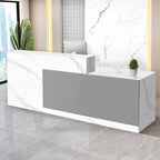 Reception Desk with Counter Modern Checkout Counter with Lockable Drawer Keyboard Tray Receptionist Desk for Office Salon Reception Table G Right 59inch/150cm