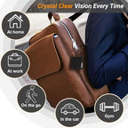 2 Sided Glasses Cleaning Kit,Portable Glasses Cleaner Cloth Keychain,Reusable Microfiber Eye Glasses Lens Cleaning Cloth Wipes Kit with Pouch,Black,6X 6-Inch