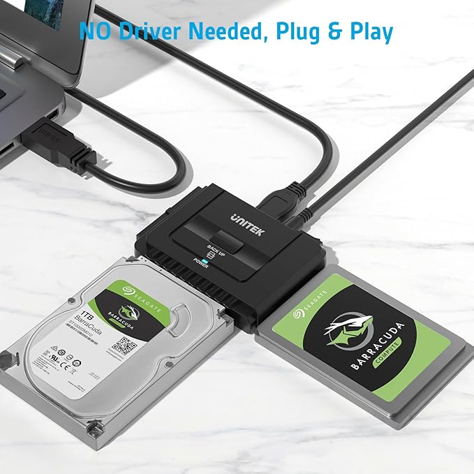 Unitek USB 3.0 to IDE and SATA Converter External Hard Drive Adapter Kit for Universal 2.5/3.5 HDD/SSD Hard Drive Disk, One Touch Backup Function, Included 12V/2A Power Adapter