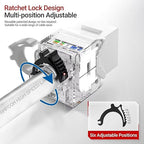 AMPCOM CAT6A UTP RJ45 Keystone Jack 50u Gold Plating Reusable Ethernet Wall Jack with Adjustable Ratchet Lock (No Tool and Zip Tie Required) - White (12-Pack)