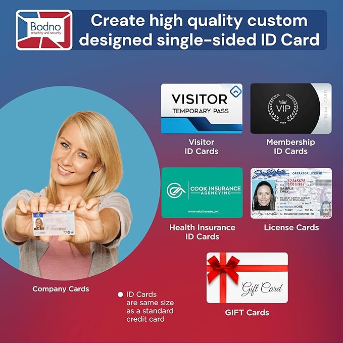 Bodno Magicard Pronto 100 ID Card Printer & Complete Supplies Package ID Software and Camera - Bronze Edition