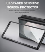 for Samsung Galaxy Z Fold 6 Case with Card Holder & S Pen Holder & Slide Camera Cover, Built-in Hinge Protection & Screen Protector, Durable Wallet Phone Cover Case for Z Fold 6 5G 2024, Black