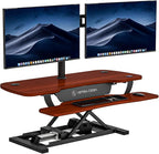 VERSADESK® PowerPro™ 40” x 24” Standing Desk Converter | 7.75” - 23.5” Electric Height Adjustable Sit to Stand Desk Riser w/ Keyboard Tray & USB Hub - Ergonomic Workstation for Home & Office, Cherry